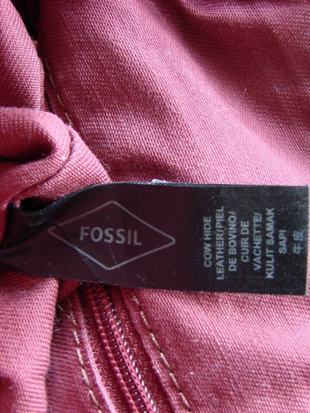 Fossil Dawson Burgundy Leather Satchel Bag Purse Crossbody Cow Hide Long Strap - Picture 8 of 16